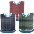 thumbnail image 1 of Tcwhniev 3 Pack Adult Bibs Washable Waterproof Clothing Protector with Crumb Catcher for Elderly atient Bedridden Convalescent Disabled, Lattice Pattern, 1 of 7