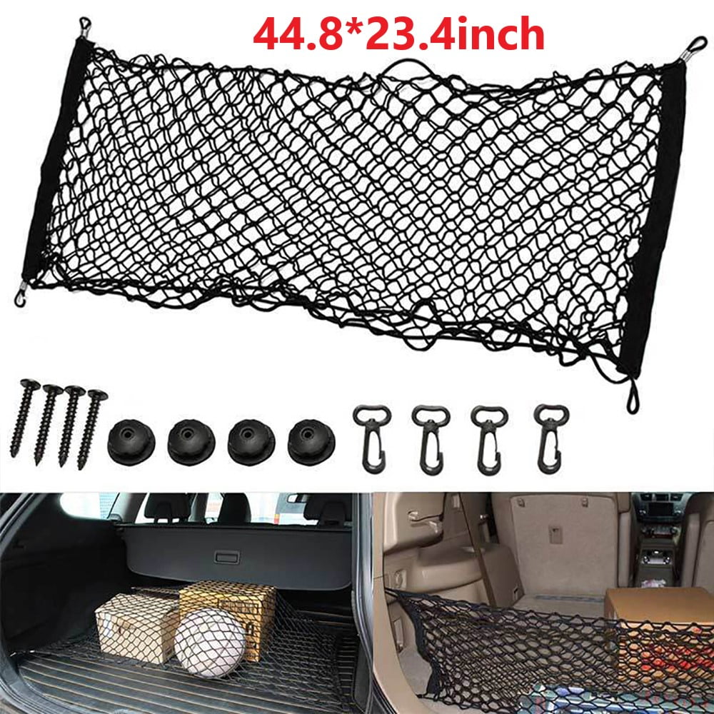 Tcwhniev 1PCS Car Rear Cargo Net, Universal Adjustable Elastic Trunk