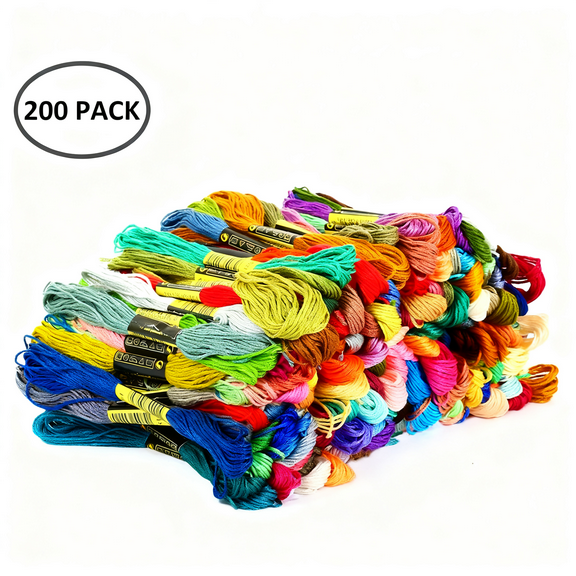 Tcwhniev 200 Colors Cotton Embroidery Floss Cross Stitch Embroidery Thread Cotton Floss Bracelet Yarn,Craft Floss,Single color length 26.25FT
