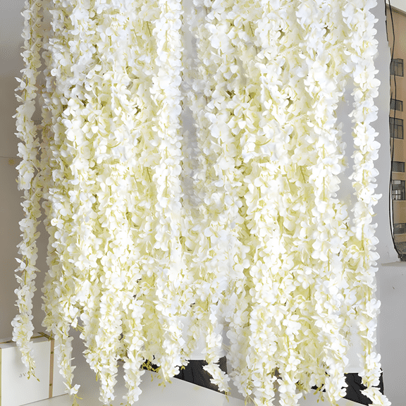 Tcwhniev 20Pack 3.28ft Beautiful Artificial Silk Wisteria Flowers Hanging Rattan Bride Flowers Wedding Garland Vine Ivy Ceiling Decorationno greenery