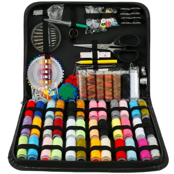 Tcwhniev 226pcs Portable Travel Sewing Box Kit Needles Thread Stitching Kit DIY Sewing Supplies Premium Mini Sewing Accessories