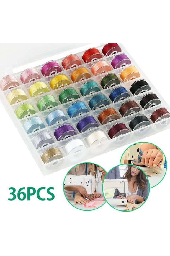 36 Pcs/Set Bobbins and Sewing Thread with Case and Soft Measuring Tapes, Basic Sewing Supplies Kit for Beginner Daily Use, Fit for Brother Babylock, Janome, Elna, Singer (Assorted Colors)