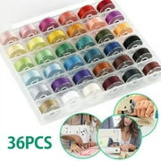 Tcwhniev 36 Pcs/Set Bobbins and Sewing Thread with Case and Soft Measuring Tapes, Basic Sewing Supplies Kit for Beginner Daily Use, Fit for Brother Babylock, Janome, Elna, Singer Assorted Colors