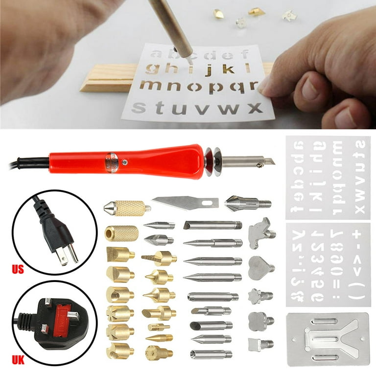 Electric Wood Burning Tool Kit 37PCS Craft Set Soldering Pyrography Art Pen  Tips 