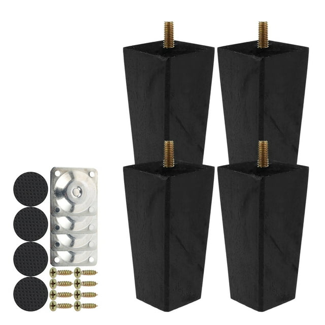 Tcwhniev Set of 4 Wooden Furniture Legs, 620cm Solid Wood Replacement