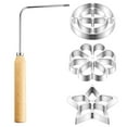 thumbnail image 1 of Tcwhniev 4Pack Rosette Mould Set, Bunuelos Mold with Wooden Handle, Rosette Cookie Bunuelos Tool Star Flower Circle Aluminium Cast Waffle Molds Set with 3 Interchangeable, 1 of 7