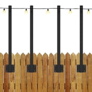 Tcwhniev 4Pcs Suspension String Light Poles Metal Outdoor String Light Hanging Poles Sturdy Patio Light Post Mounting Stand Backyard Deck Light Pole for Wall Fence,17in