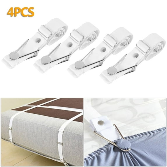 Tcwhniev 4pcs Bed Sheet Straps Adjustable Fitted Sheet Clips Non-slip Bed Sheet Fastener Suspenders Elastic Mattress Pad Gripper Strap for Home Bedroom