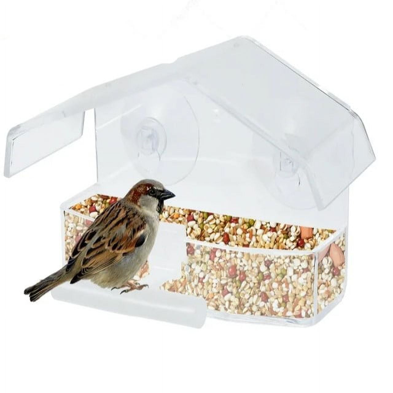 Tcwhniev Bird Feeder Wild Bird Seed Feeder Removable Window Suction Cups Hanging Clear Viewing Feed Tray - image 1 of 9