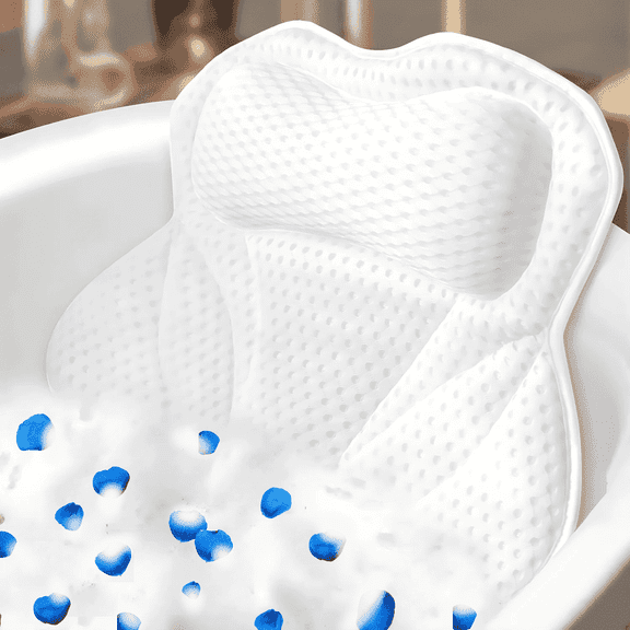 Tcwhniev Soft Bathtub Pillow, Bath Pillows for Tub, Tub Pillow for Bathtub Support Neck,Head and Back with 6 Non-Slip Suction Cups(18*16 inch