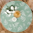 thumbnail image 1 of Tcwhniev Indoor Outdoor Patio Round Fitted Vinyl Tablecloth, Flannel Backing, Elastic Edge, Waterproof Wipeable PVC Table Cover, Green Leaf, for Table of 35-44’’ Diameter, 1 of 10