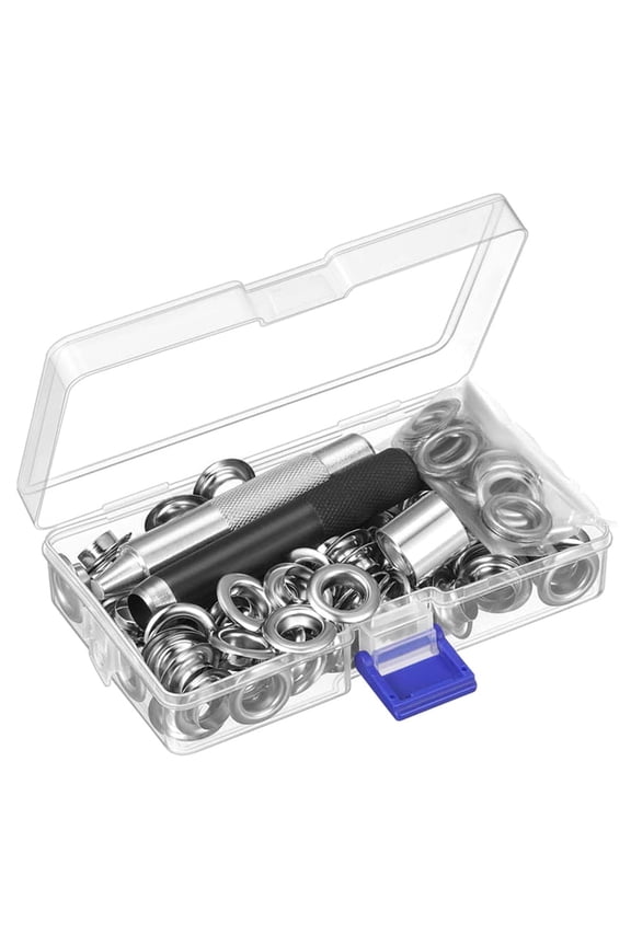 Grommet Tool Kit,Grommet Eyelets Washers Eyelet Pliers Set,100 Sets Of Grommet Eyelets With Storage Box For Tarpaulin Leather Fabric Curtain Pool Cover