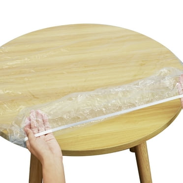 Tcwhniev Indoor Outdoor Clear Transparent Round Fitted Vinyl Tablecloth, Elastic Edge, Waterproof Oil-Proof PVC Table Cover,Table Protector of 56-63 Inch Diameter