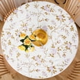 thumbnail image 1 of Tcwhniev Indoor Outdoor Patio Round Fitted Vinyl Tablecloth, Flannel Backing, Elastic Edge, Waterproof Wipeable PVC Table Cover, Trumpet Flower, for Table of 35-44’’ Diameter, 1 of 9