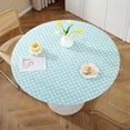 thumbnail image 1 of Tcwhniev Indoor Outdoor Round Fitted Vinyl Tablecloth, Flannel Backing, Elastic Edge, Waterproof Wipeable PVC Table Cover, Small Daisy Pattern, for Table of 43-55’’ Diameter, 1 of 9