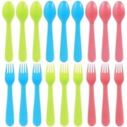Tcwhniev Kids Silverware, 18 Pieces Toddler Utensils, Reusable Kids Forks and Spoons, Kids Utensils Set for Lunchbox, 9x Safe Forks, 9 x Children Spoons