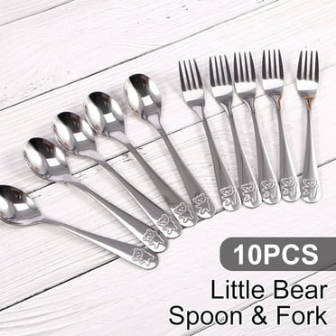 Tcwhniev Kids Silverware Set, 10 Pieces Toddler Utensils, Stainless Steel Childrens Flatware Set, Kids Forks and Spoons, Kids Cutlery for Home Preschools