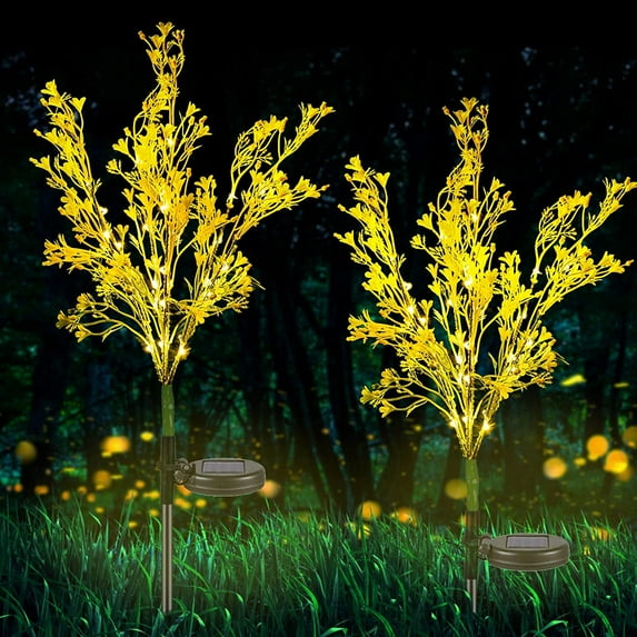 Tcwhniev Outdoor Solar Flower Lights, Solar Lights,Solar Garden Lights,Solar Stake Lights for Yard Decro-2 Pack(Yellow)