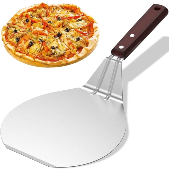 Tcwhniev Pizza Peel 12" x 6.5" Stainless Steel with Wooden Handle（Total length: 13in, shovel: 6.5in）for Family Pizza Oven Baking Pizza, Dough, Bread & Pastry