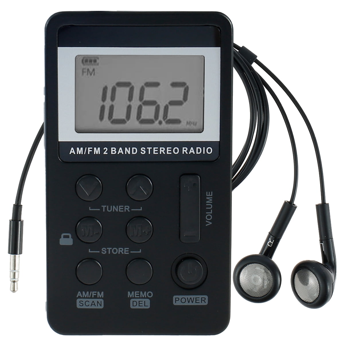 Tcwhniev Portable AM FM Radio, Black Rechargeable Walkman with LCD ...