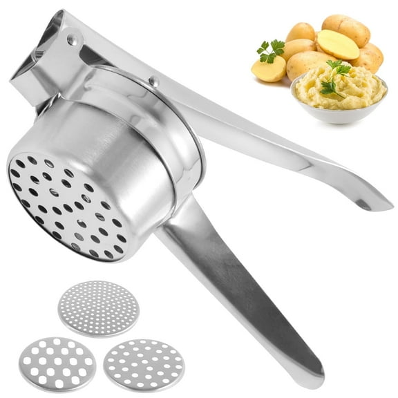 Tcwhniev Large Potato Ricer Stainless Steel, Potato Masher Stronger,3 Interchangeable Discs, Kitchen Tool-Mashed Potatoes, Masher for Fruits, Vegetables, Baby Food