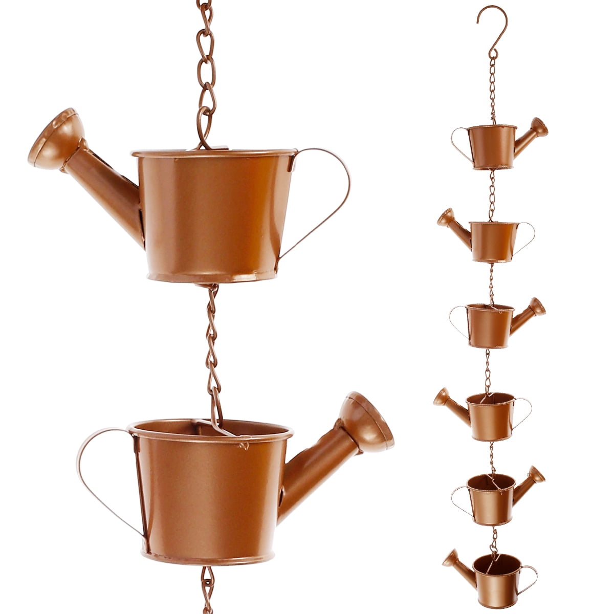 Tcwhniev Pure Copper Rain Chain, Kettle Shape, Rainwater Water Catcher