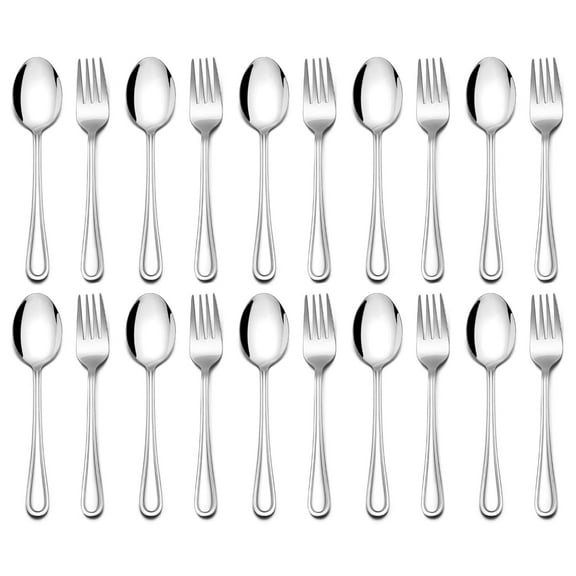 20 Pieces Kids Silverware Set, Stainless Steel Toddler Utensils, Childrens Safe Forks and Spoons, Kids Cutlery Set, Kid Utensils Set Includes 10 Forks, 10 Spoons