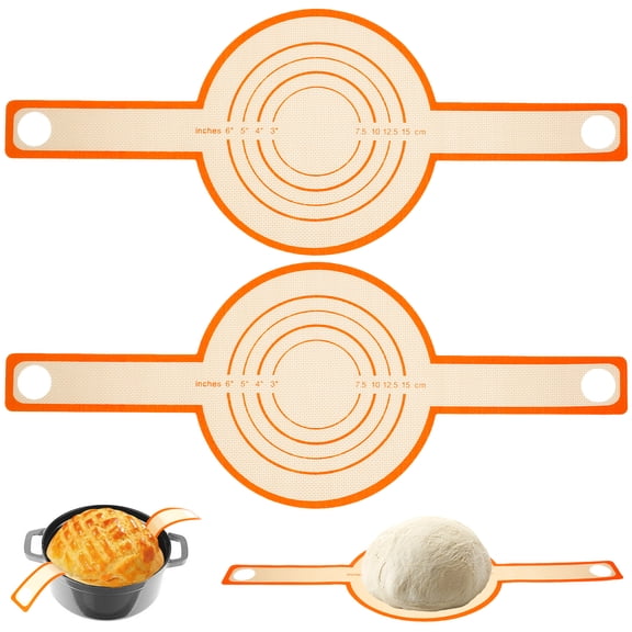 Tcwhniev Silicone Bread Sling for Dutch Oven, Non-Stick & Easy to Clean Baking Mat Set, 2 Pcs Reusable Bread Sling for Sourdough Tools ＆ Accessories
