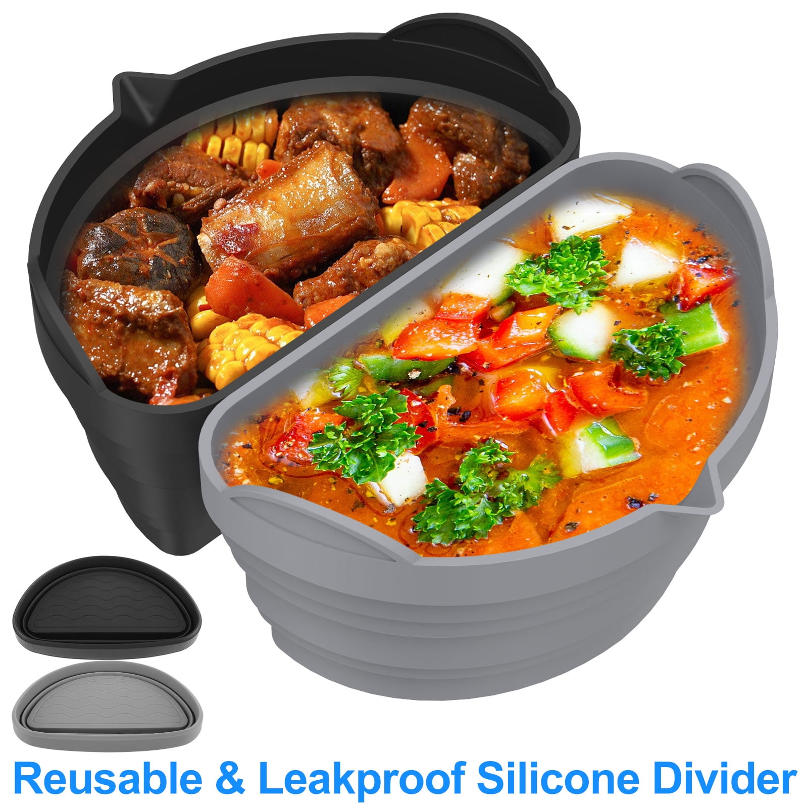 Tcwhniev Silicone Slow Cooker Liners for 6QT Pot Reusable Slow Cooker Divider Liner Leakproof