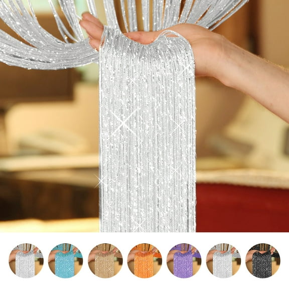 Tcwhniev Sparkling String Curtains,Glittering Joy - Glamourous Doorway and Room Divider for Sparkling Beaded Curtain Look - Day, Night and Party Room Decor to Dazzle Guests