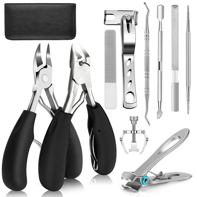 Tcwhniev Toenail Clippers kit Nail Clippers for Thick Nails Toe Nail  Clippers for Seniors Thick Toenails 10PCS Ingrown Toenail Clippers Nail  Cutter with Nail File Cuticle Pusher 