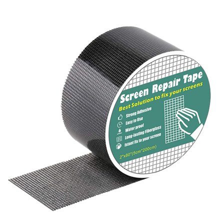 Tcwhniev Window Screen Door Repair Kit Extra Strong Self Adhesive Waterproof Fiberglass Cloth Mesh Tape,Black