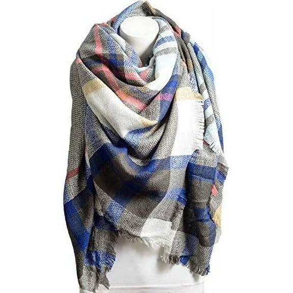 Td Collections Women's Flannel Frayed Edge Blanket Scarf, 60" x 55"