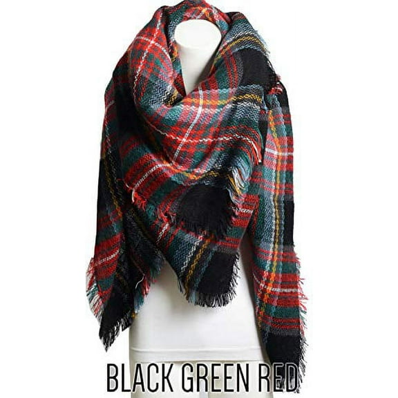 Td Collections Women's Flannel Frayed Edge Blanket Scarf, 60" x 55"