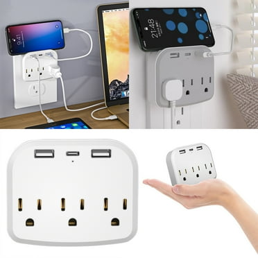 Tdoenbutw Clearance American Gauge Wall Socket One Turn Three Use American Gauge Household Plug Comes With Mobile Phone Bracket American Gauge Expansion Socket White