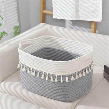Tdoenbutw Clearance Laundry Basket Large Rectangular Dirty Clothes Basket Storage Basket For Organizing Cotton Rope Woven Basket For Storage With Handle Baby Nursery Living Room Bedroom