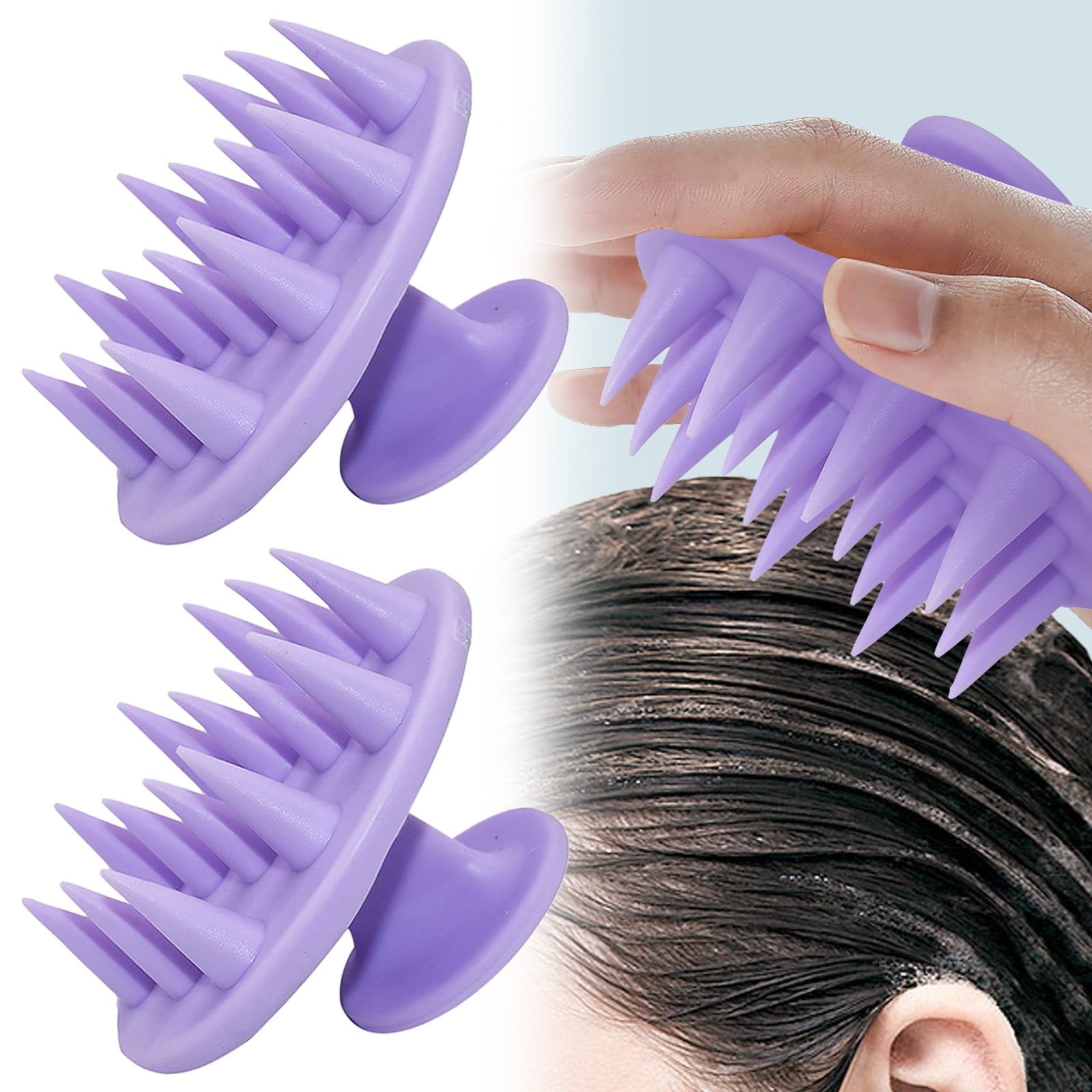 Tdoenbutw Scalp Brush Scalp Massager 2 Pack Solid Silicone Hair Scalp ...