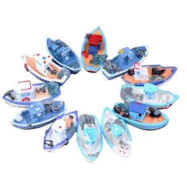 Tdoenbutw room decor home decor Miniature Mini Boat Model Fishing Ship Toy DIY Craft Home Tabletop Decoration Resin 2.76*2.36*0.39 inch (Clearance)Desktop Ornament