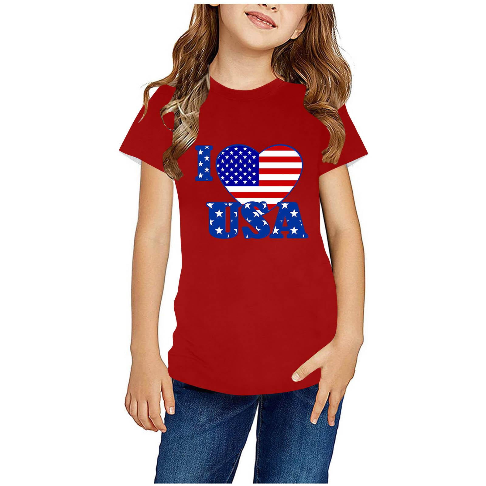 Tdoqot 4th of July Shirts Kids Crewneck Patriotic Clothes Short Sleeve Cute Girls Boys T Shirts Red Size 4 T Walmart Business Supplies