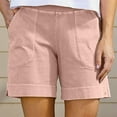 thumbnail image 1 of Tdoqot Bermuda Shorts for Women- Cotton linen Knee Length With Pockets Casual Womens Shorts Pink Size 6, 1 of 6