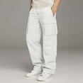 thumbnail image 1 of Tdoqot Boys Baggy Cargo Pants- Elastic Waist Wide Leg Stretch Casual Kids Pants White Size 8, 1 of 9