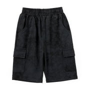 Tdoqot Boys Cargo Shorts- Cotton Elastic Waist Stretch Fashion Kids Casual Shorts Black Size 4-12
