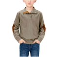 thumbnail image 1 of Tdoqot Boys Corduroy Sweatshirt- Casual Pullover Spring Fall Retro Long Sleeve Kids Lapel Shirts Khaki Size 5, 1 of 8