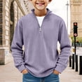 thumbnail image 1 of Tdoqot Boys Corduroy Sweatshirt Quarter Zip- Casual Fashion Long Sleeve Pullover Kids Tops Purple Size 12, 1 of 7