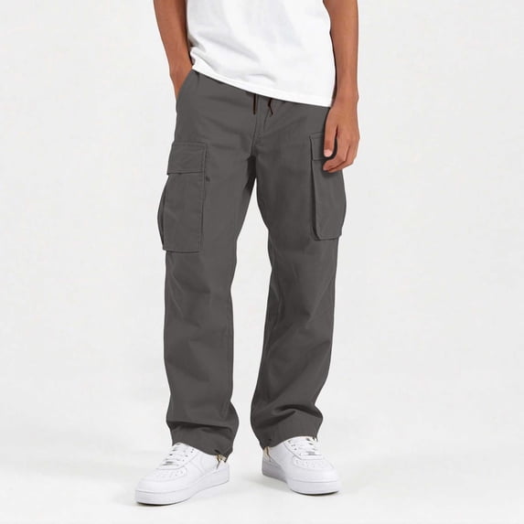 Tdoqot Boys Cotton Cargo Pants- Elastic Waist Casual Baggy Stretch Wide Leg Pants Dark Gray Size 5