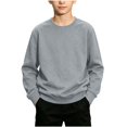 thumbnail image 1 of Tdoqot Boys Crewneck Sweatshirts- Fall Pullover Long Sleeve Casual Kids Basic Tops Gray Size 5 Years, 1 of 7