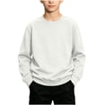 thumbnail image 1 of Tdoqot Boys Crewneck Sweatshirts- Pullover Long Sleeve Casual Fall Kids Basic Tops White Size 6 Years, 1 of 7