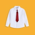 thumbnail image 1 of Tdoqot Boys Dress Shirts with Tie- Long Sleeve Slim Fit Formal Button Down School Uniform Red Size 6, 1 of 6