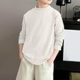 thumbnail image 1 of Tdoqot Boys Fleece T Shirts- Long Sleeve Turtleneck Casual Ribbed Kids Fall Winter Tops White Size 4, 1 of 4