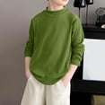 thumbnail image 1 of Tdoqot Boys Fleece T Shirts- Ribbed Casual Turtleneck Long Sleeve Kids Fall Winter Tops Green Size 10, 1 of 4